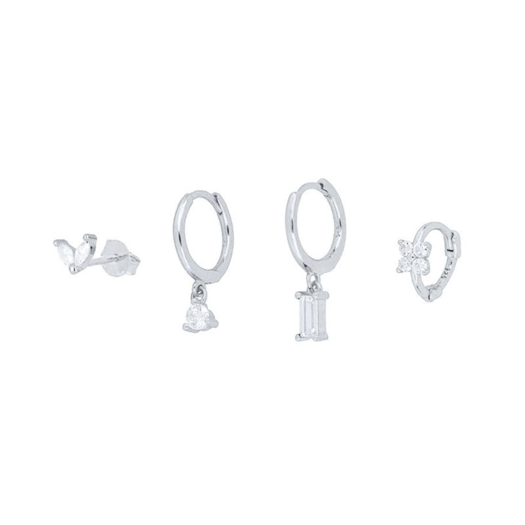 Women's Geometric Flower Zircon Earrings