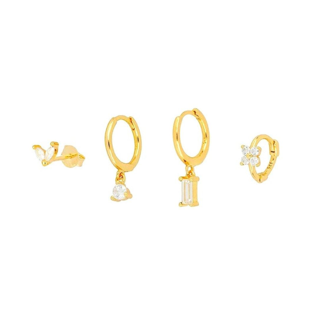 Women's Geometric Flower Zircon Earrings
