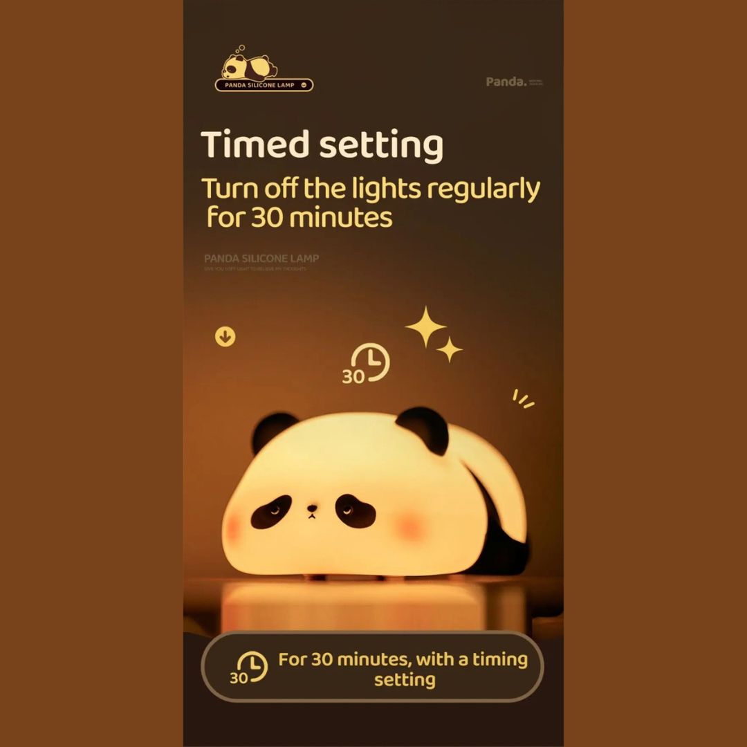 Panda Night Lights For Kids Cute Animal Silicone Timing Rechargeable Lamp Cartoon Panda Bedroom Decoration Kids Boys Girls Gift